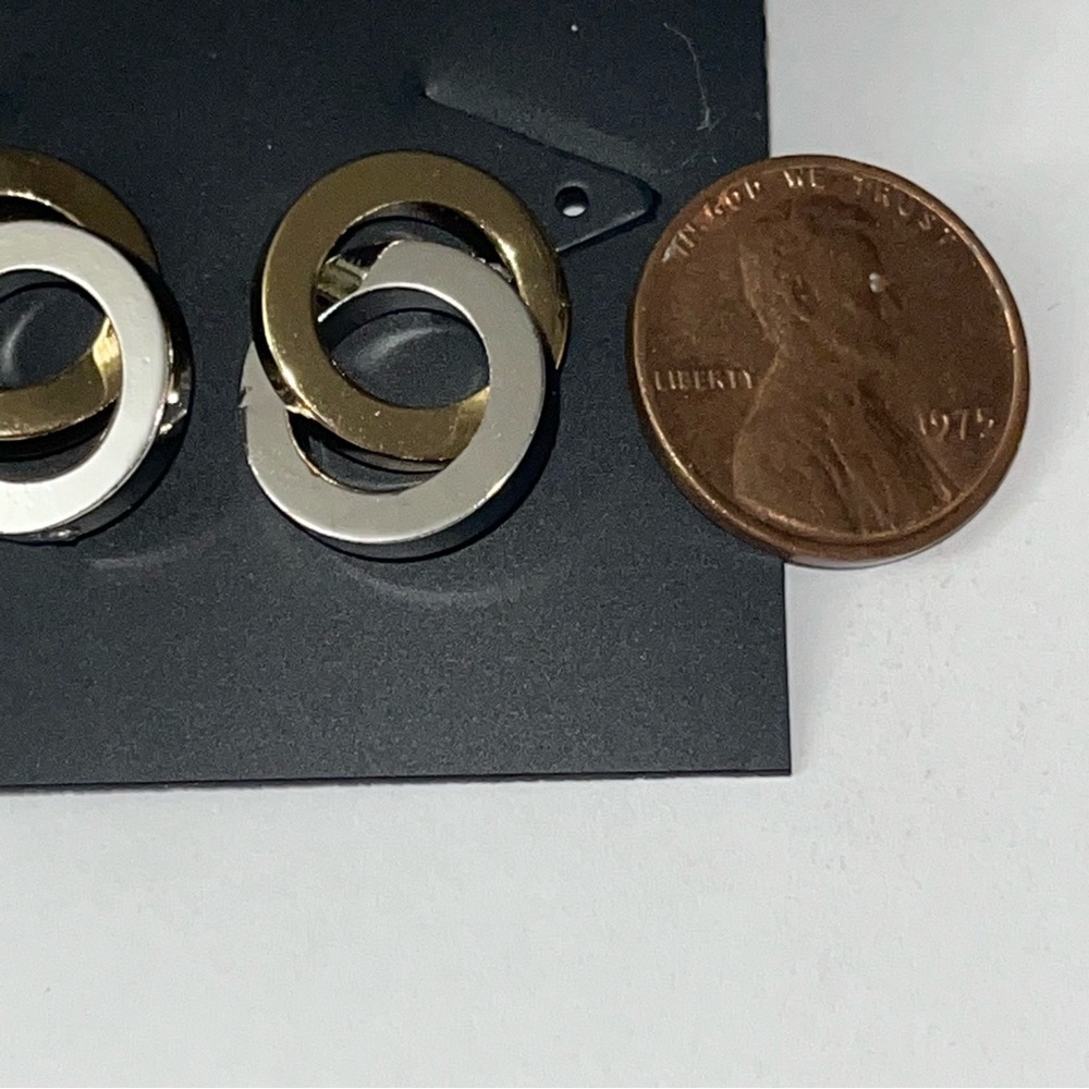 Rebecca Minkoff Two Toned Interconnected Circle Dangle Post Earrings New w/ Tag - Picture 6 of 10